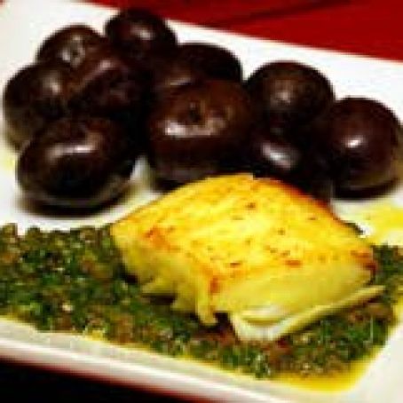 HALIBUT in a SAFFRON BRINE w/SALSA VERDE